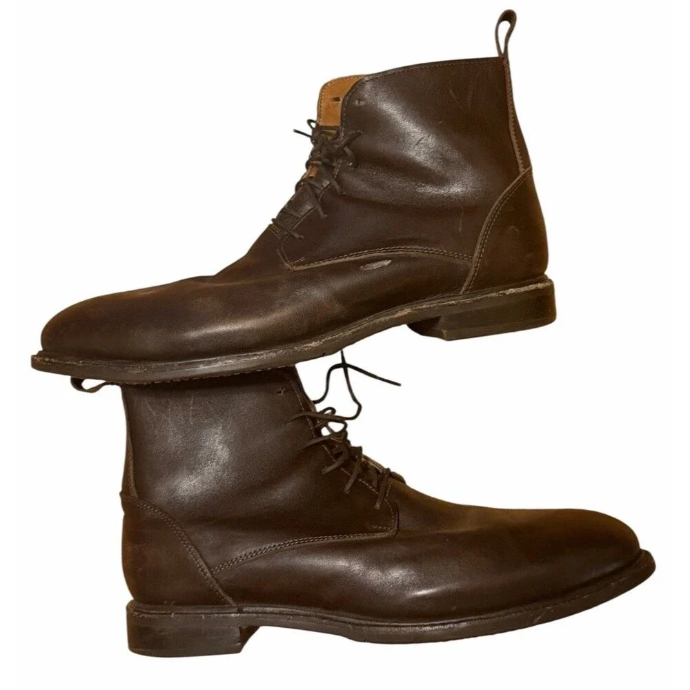 Proxon Steel Toe Work Boots Mens 12.5 Chelsea  Brown Leather Lace Up Zipper